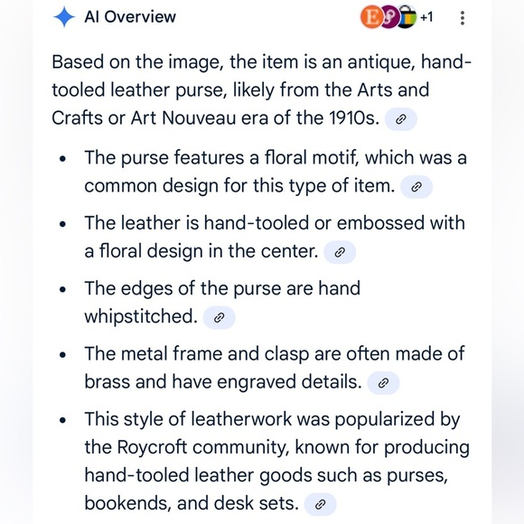 Antique embossed brown leather mini purse patented 1918. Clean. Embossed floral - Picture 16 of 16